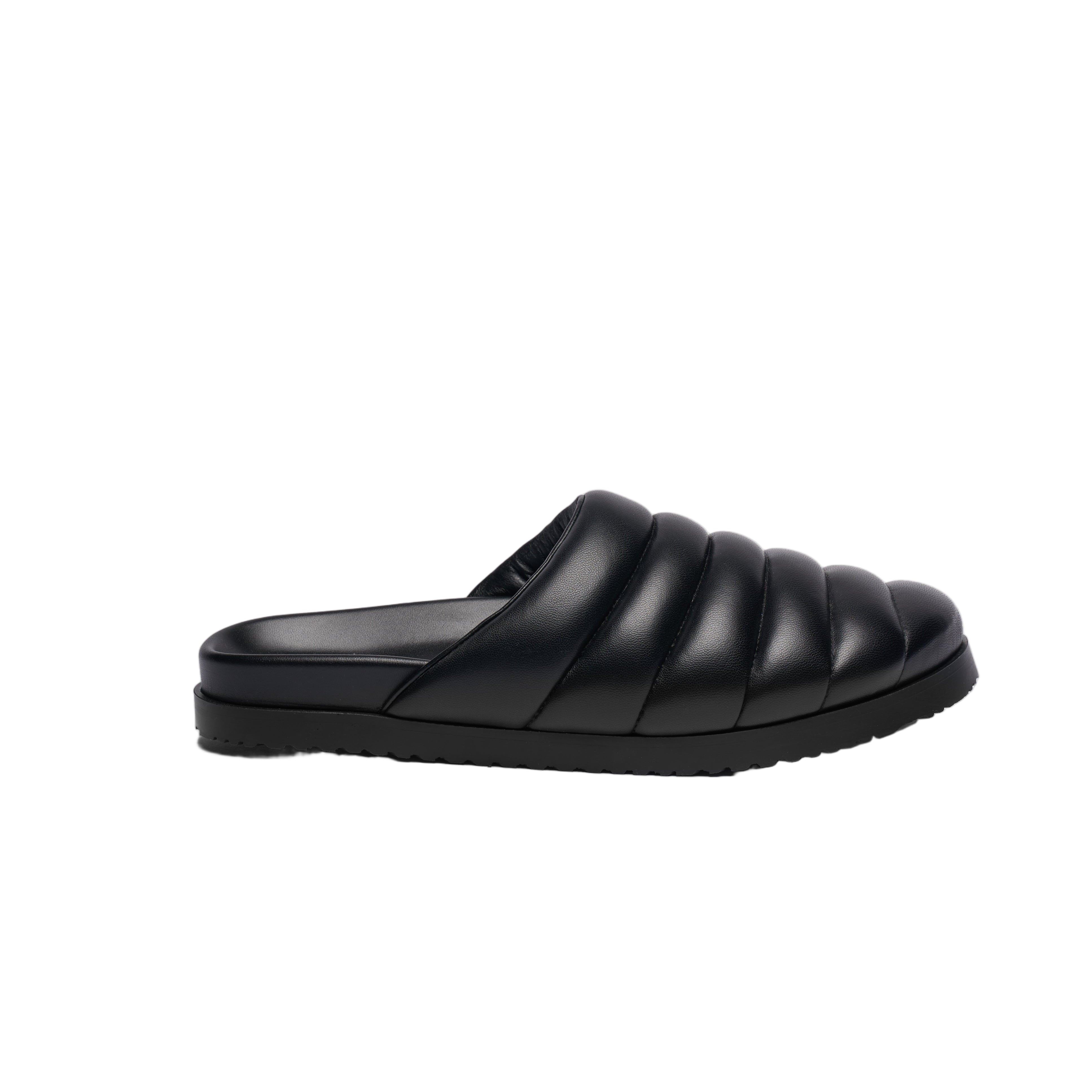 Hyusto | slipper for men - Quincy Padded | Black Nappa | kapok