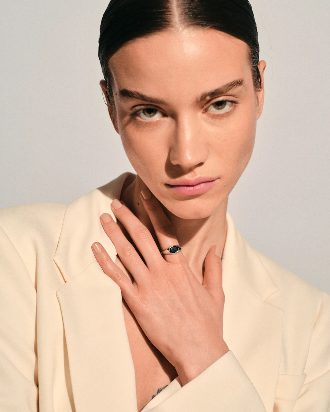 Polished Onyx Sterling Silver Joe Ring