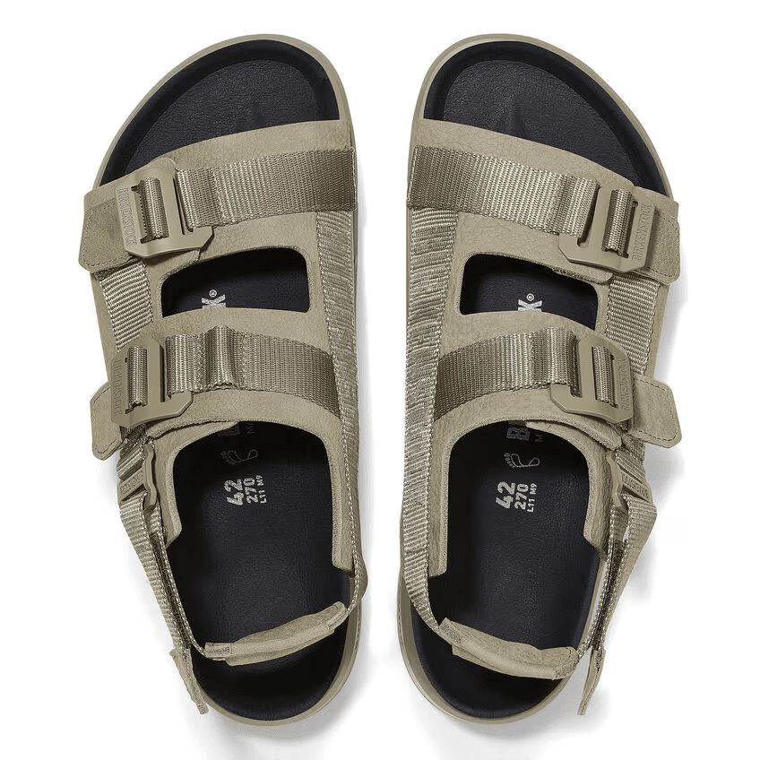 Shinjuku Leather Textile Sandals Eucalyptus