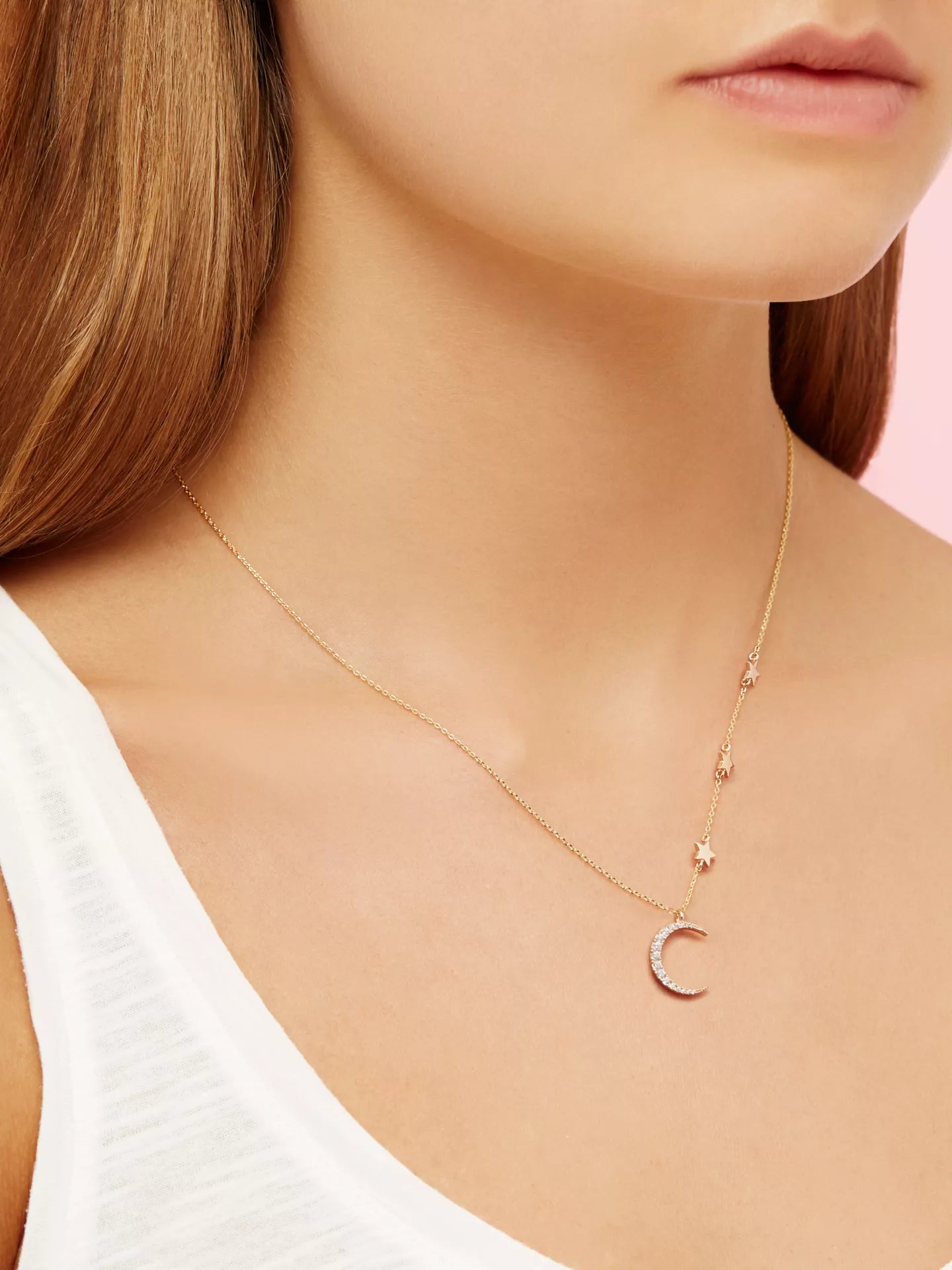 Statement Moon And Stars Necklace - Gold Plated