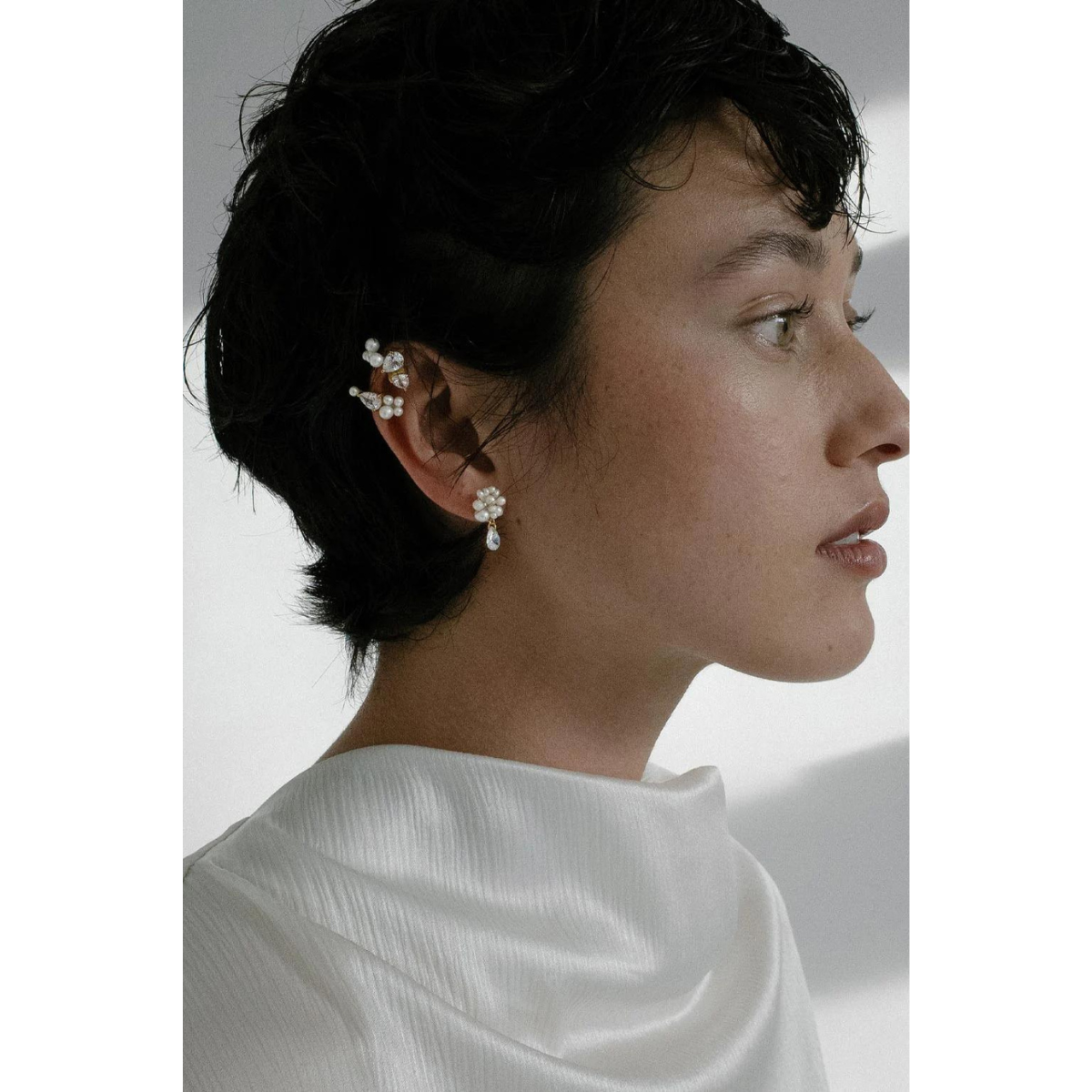 Earrings Time is Layered in Ice Gold