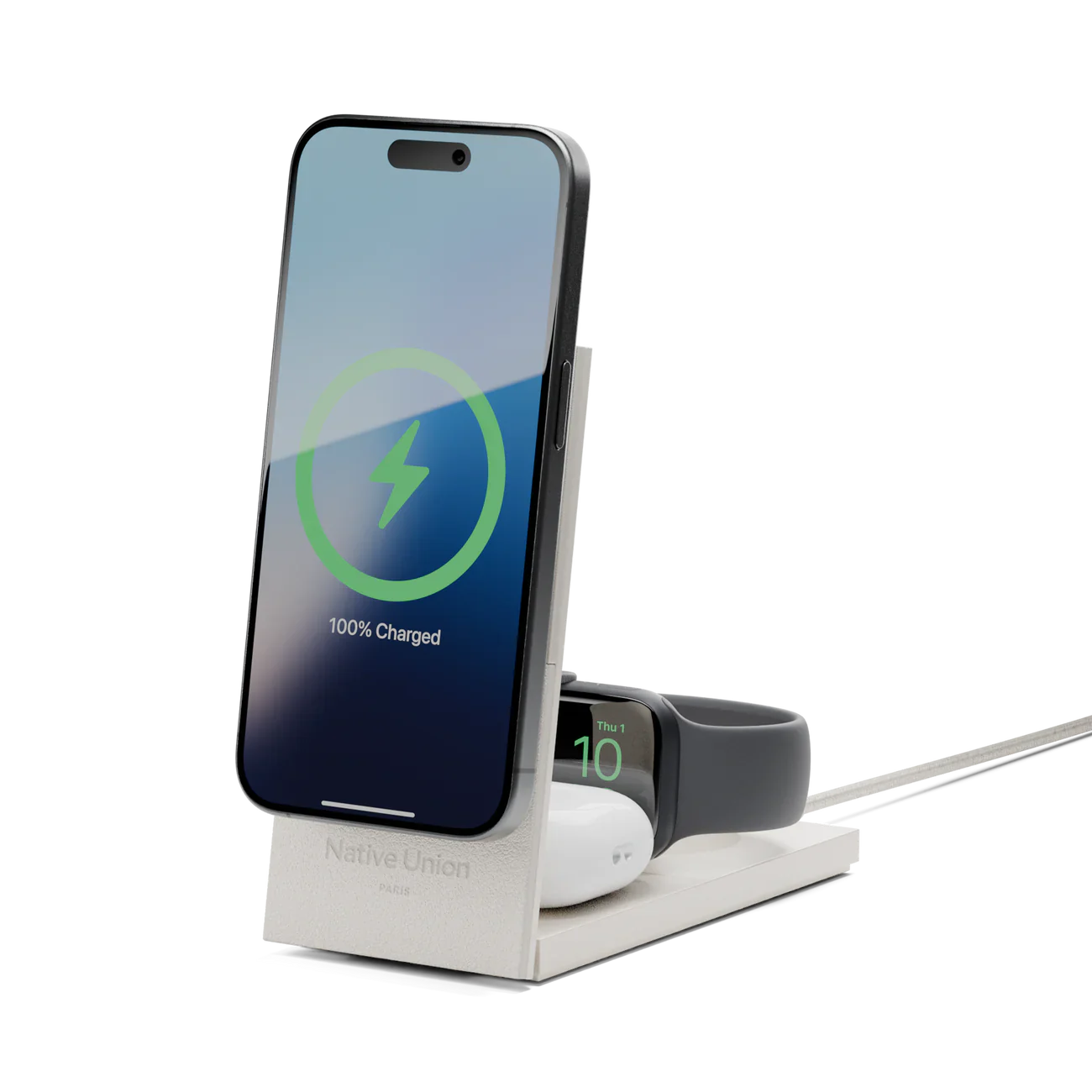 Rise 3 in 1 Qi2 Wireless Charger INTL Sandstone