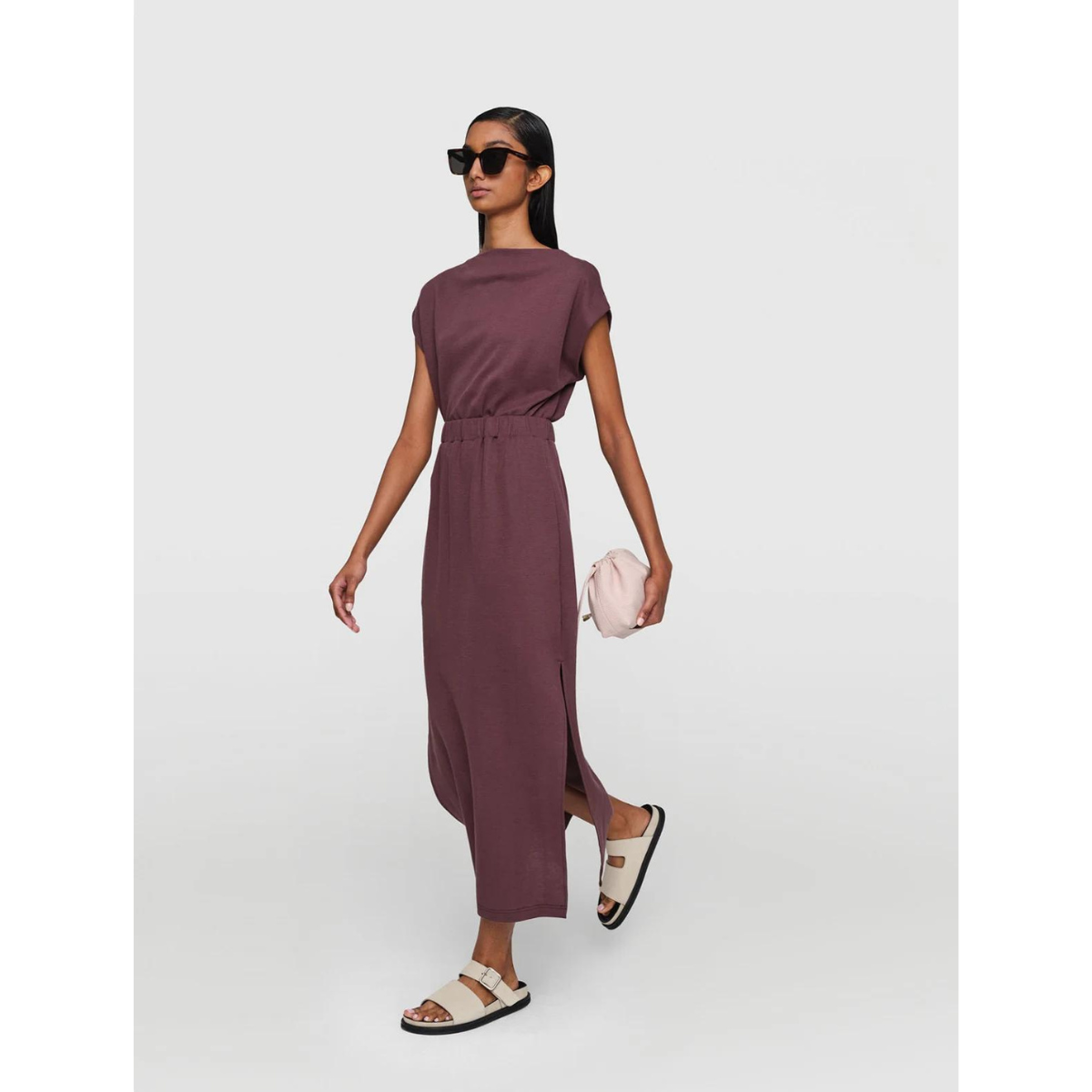 Aubergine Cotton Jersey Dress