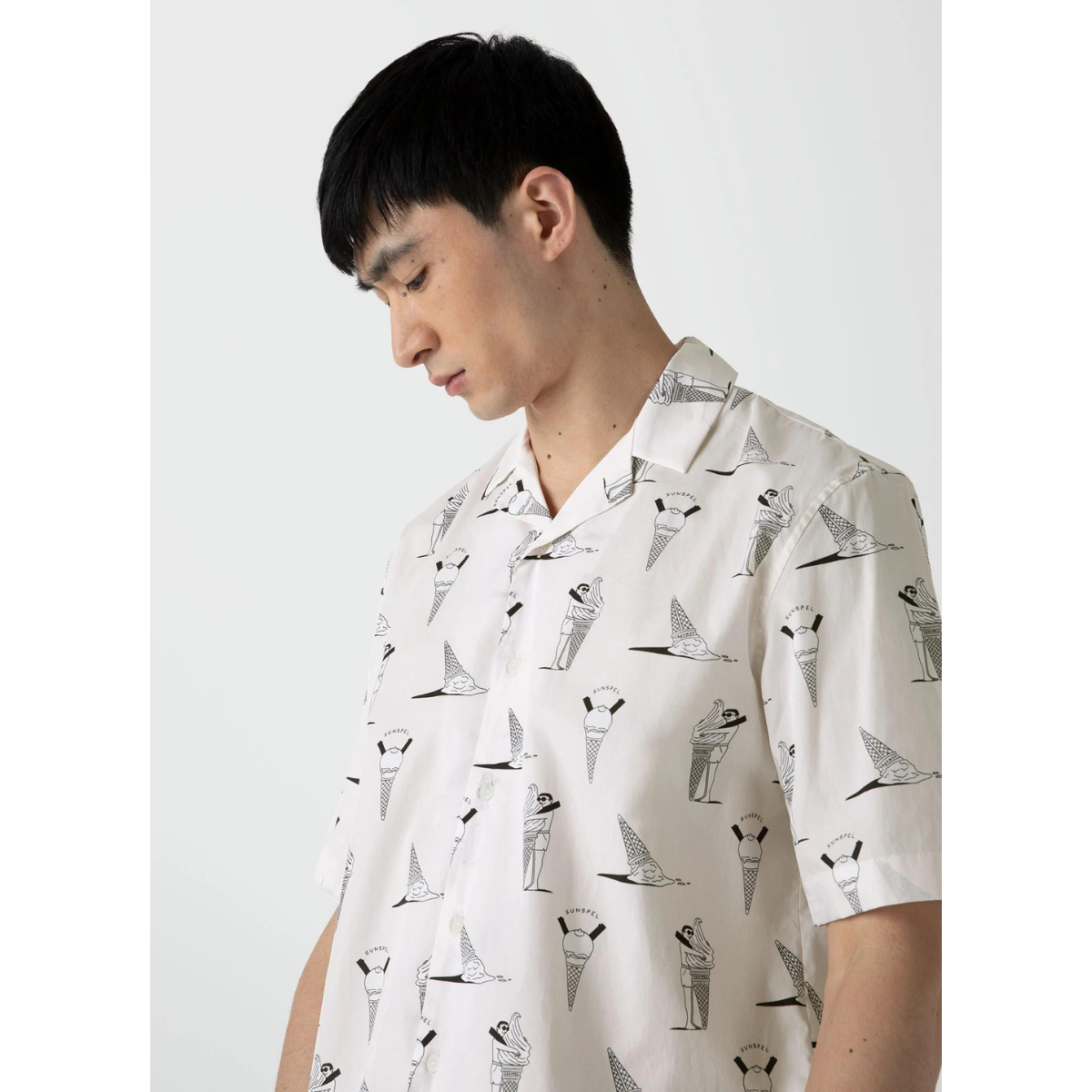 Short Sleeve Collar Shirt Ice Cream Print