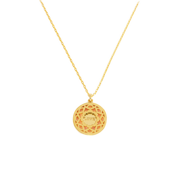 Pink Enamel Mandala Necklace - Gold Plated