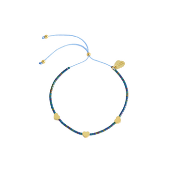 Blue Avalone Miyuki Heart Bracelet - Gold Plated