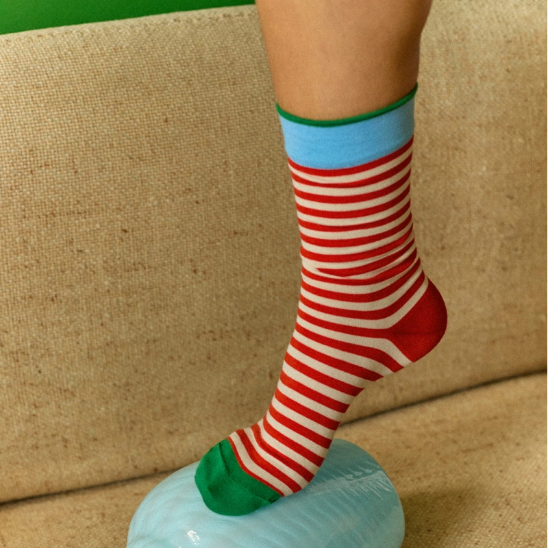 Chaussette Rayure Vermillon