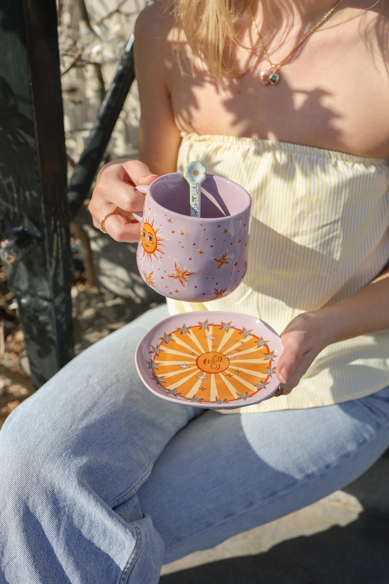 Serving Plate Lilac Sun with Stars