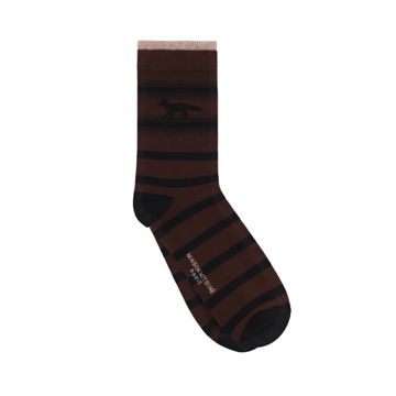 Kajsa Profile Fox Striped Sock Mahogany Brown Stripes