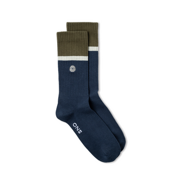 Stripe Socks Navy/Olive Green Stripe