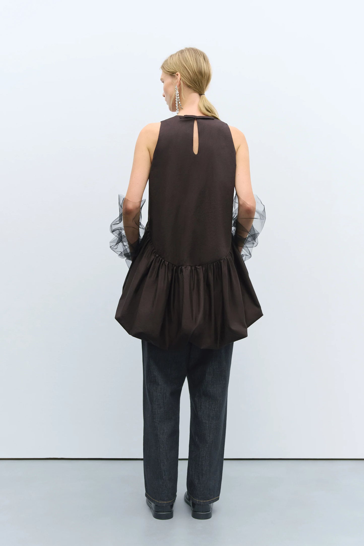 Balloon Mini Dress Brown