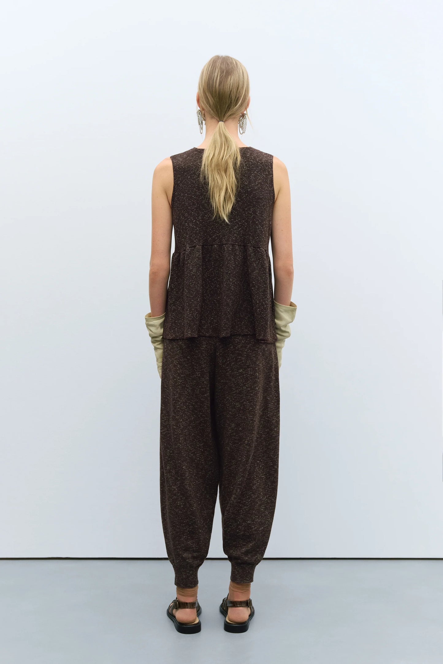 Flecked Cotton Peplum Top