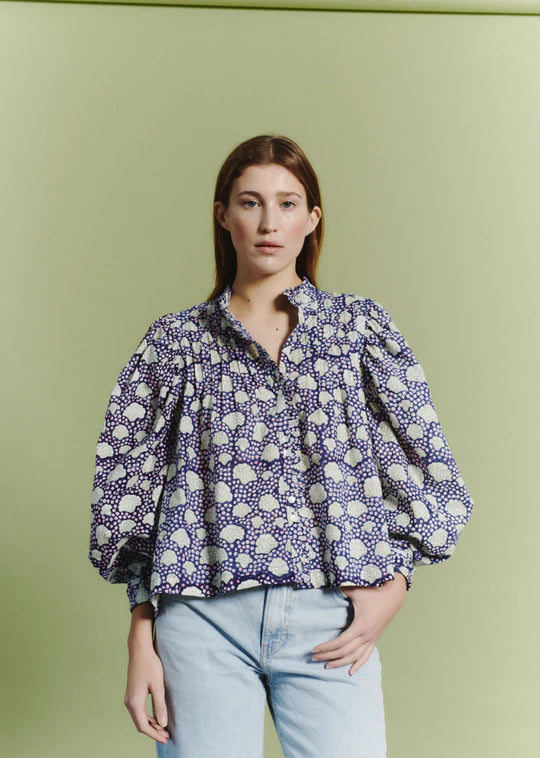 Blue Cristina Woven Blouse