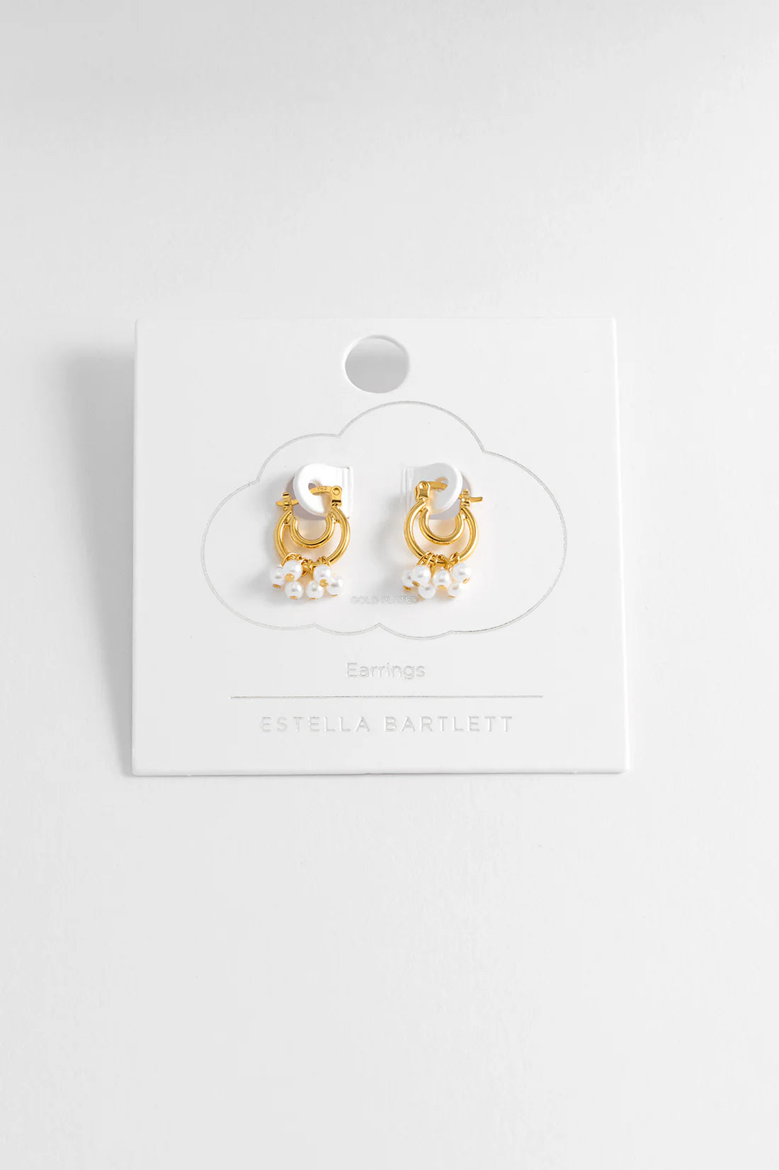 Double Hoop Drop Pearl Earrings - Gold Plated