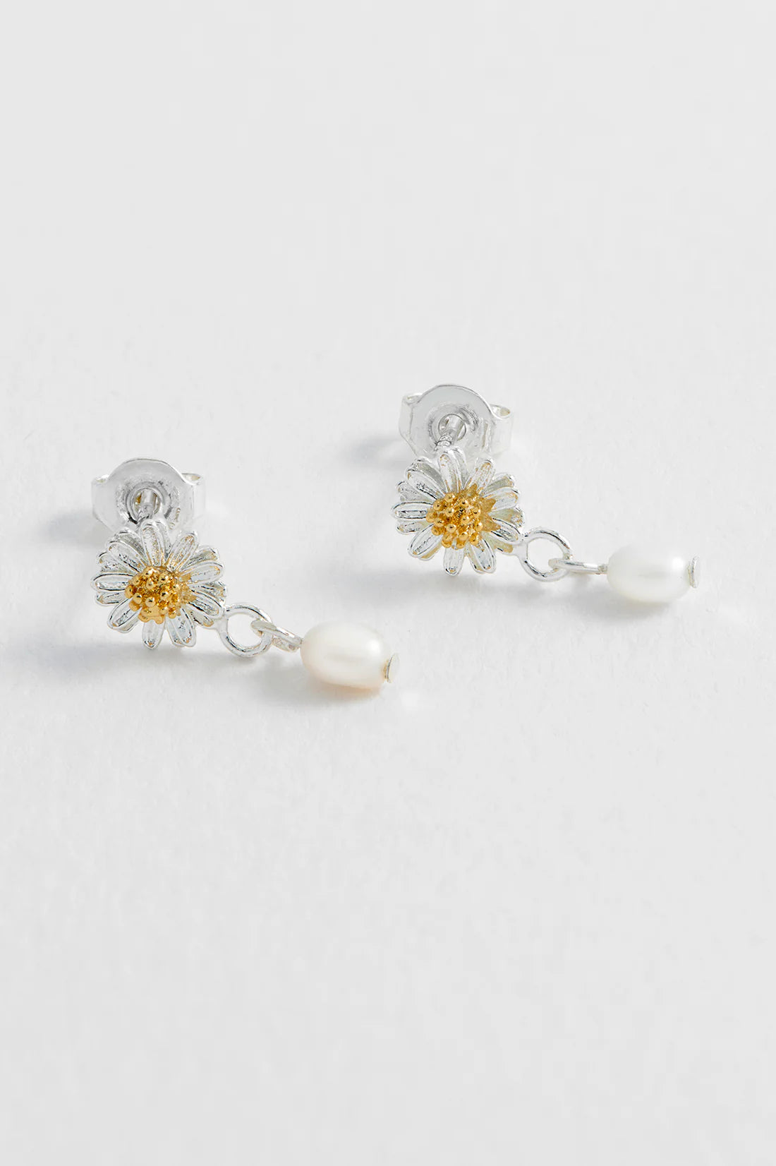 Flower Pearl Drop Studs