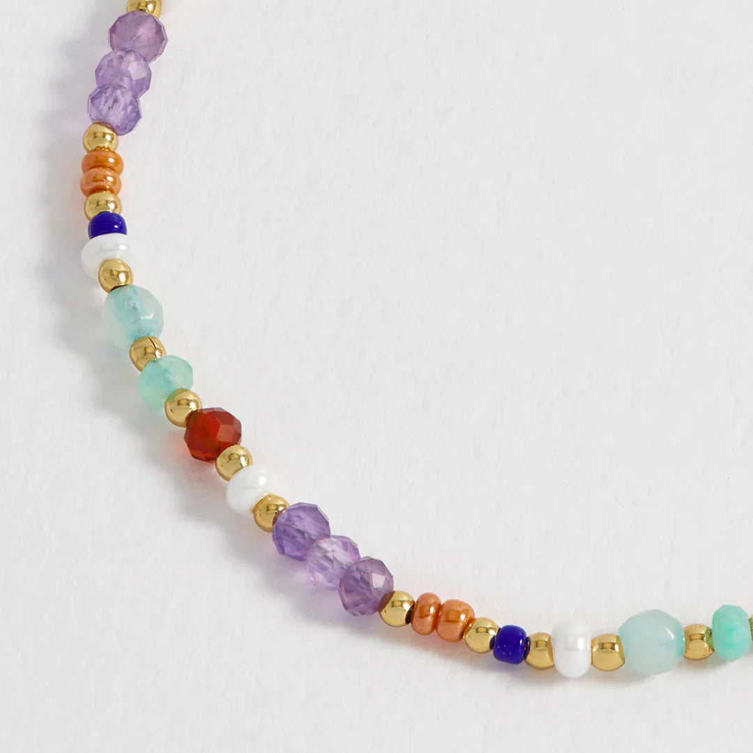 Lilac And Orange Mixed Mini Bead Bracelet