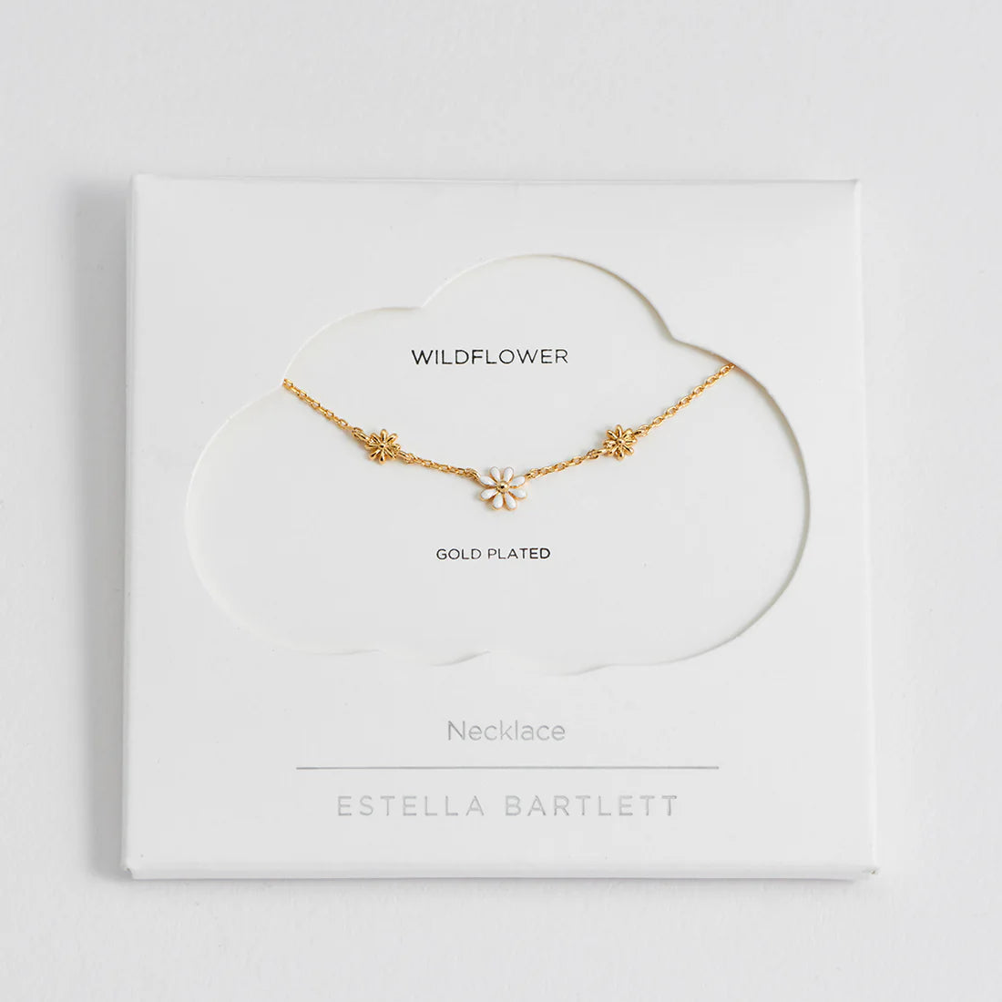 Triple Flower White Enamel Necklace