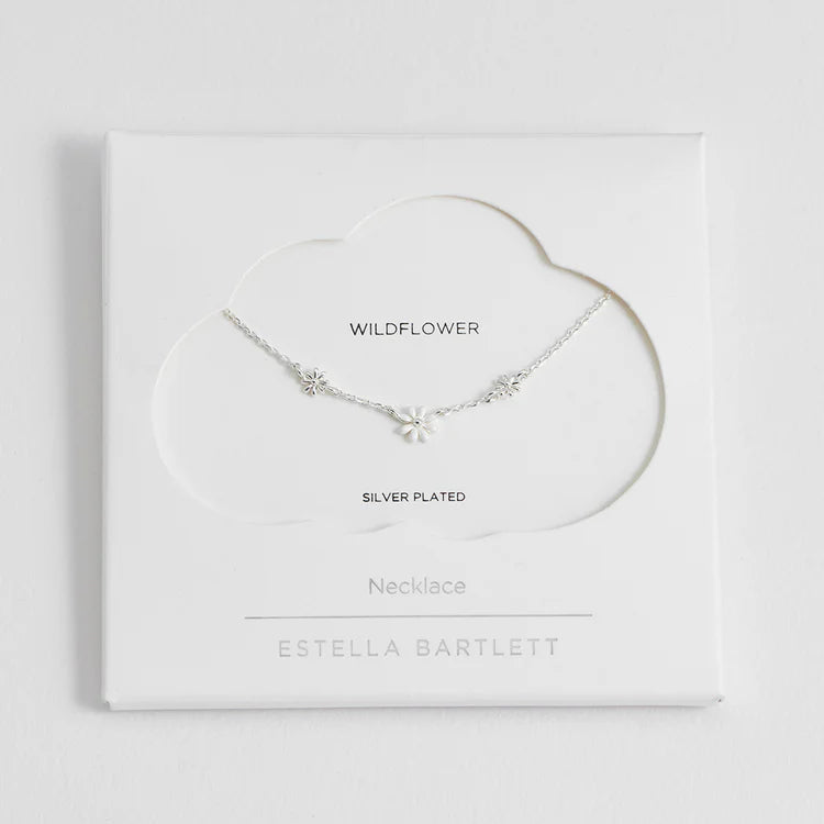Triple Flower White Enamel Necklace