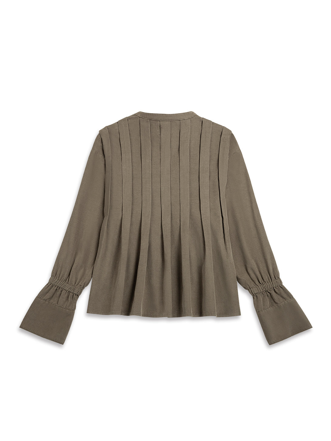 Band Collar Pleated Blouse