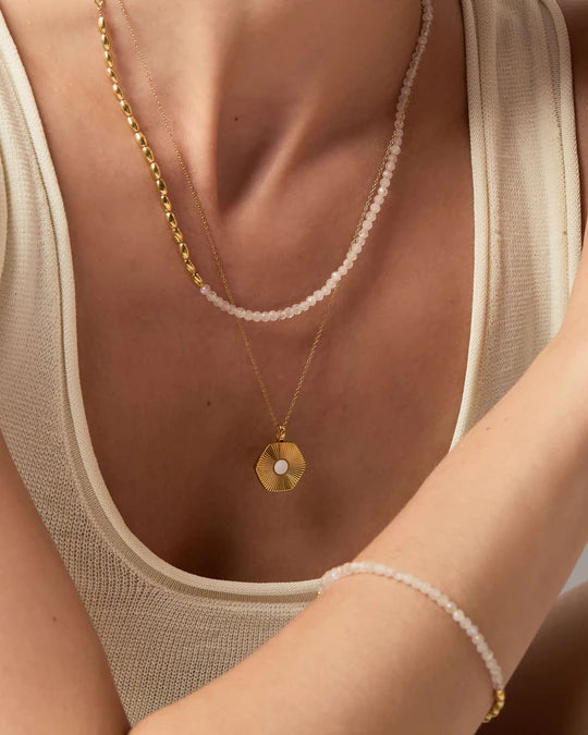 Gold Barley White Crystal Bracelet