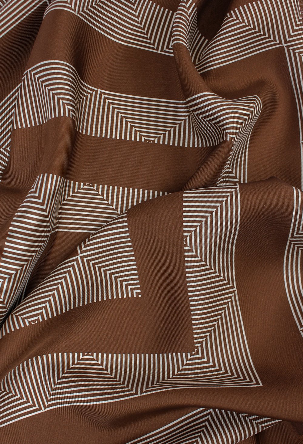 Geometric Mirage Silk Scarf Fringed 90cm