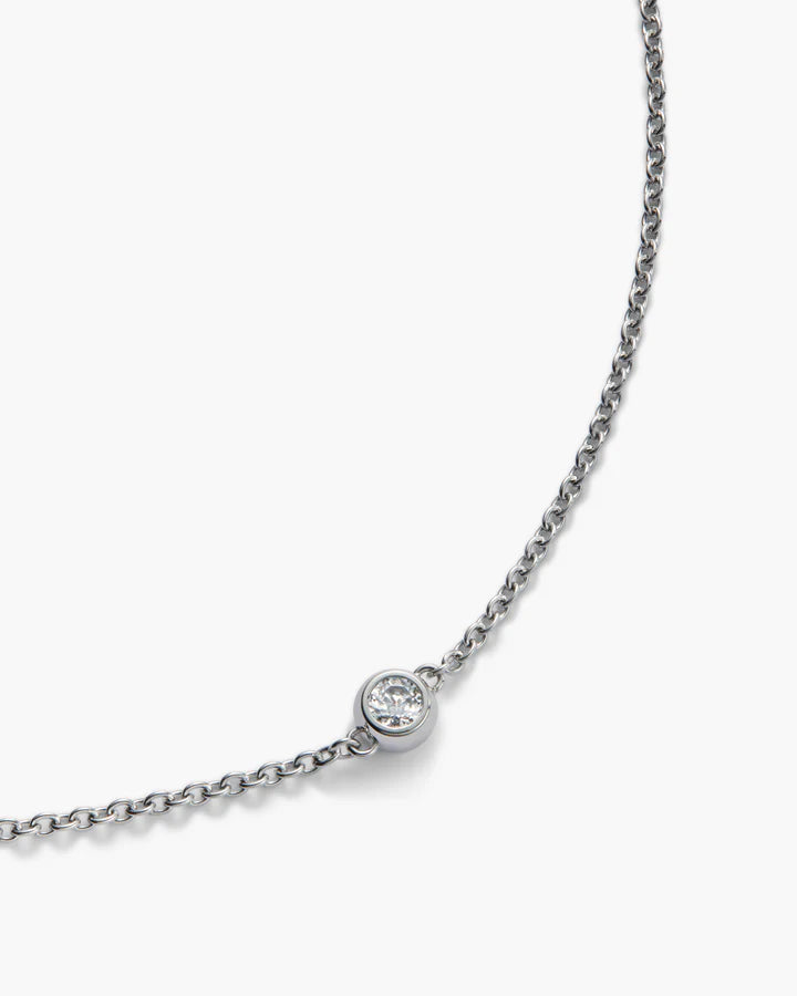 Solitaire White Sapphire Bracelet Silver