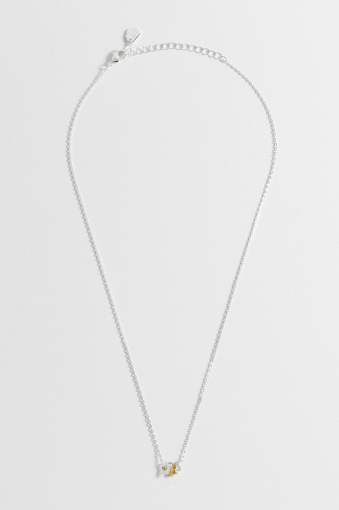 Multi Flower Bead Necklace - Silver Chain