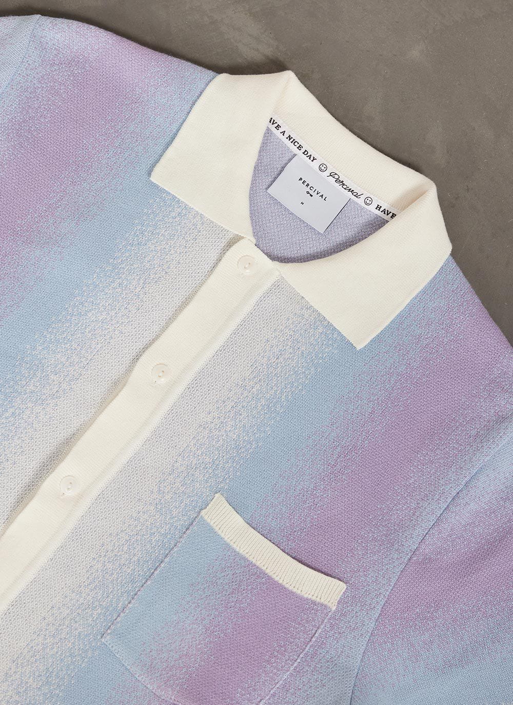 Blue Ombre Knitted Short Sleeve Shirt