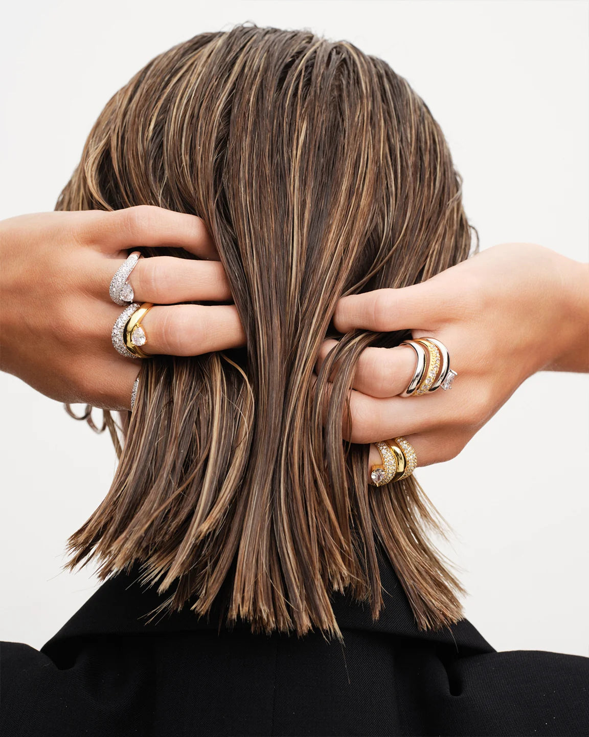 Wave Pave Combo Ring 925 GP
