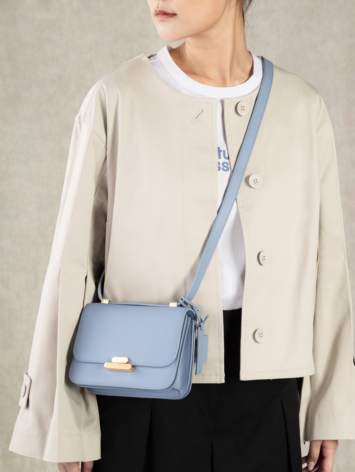 Mini Flip Lock Crossbody Light Blue