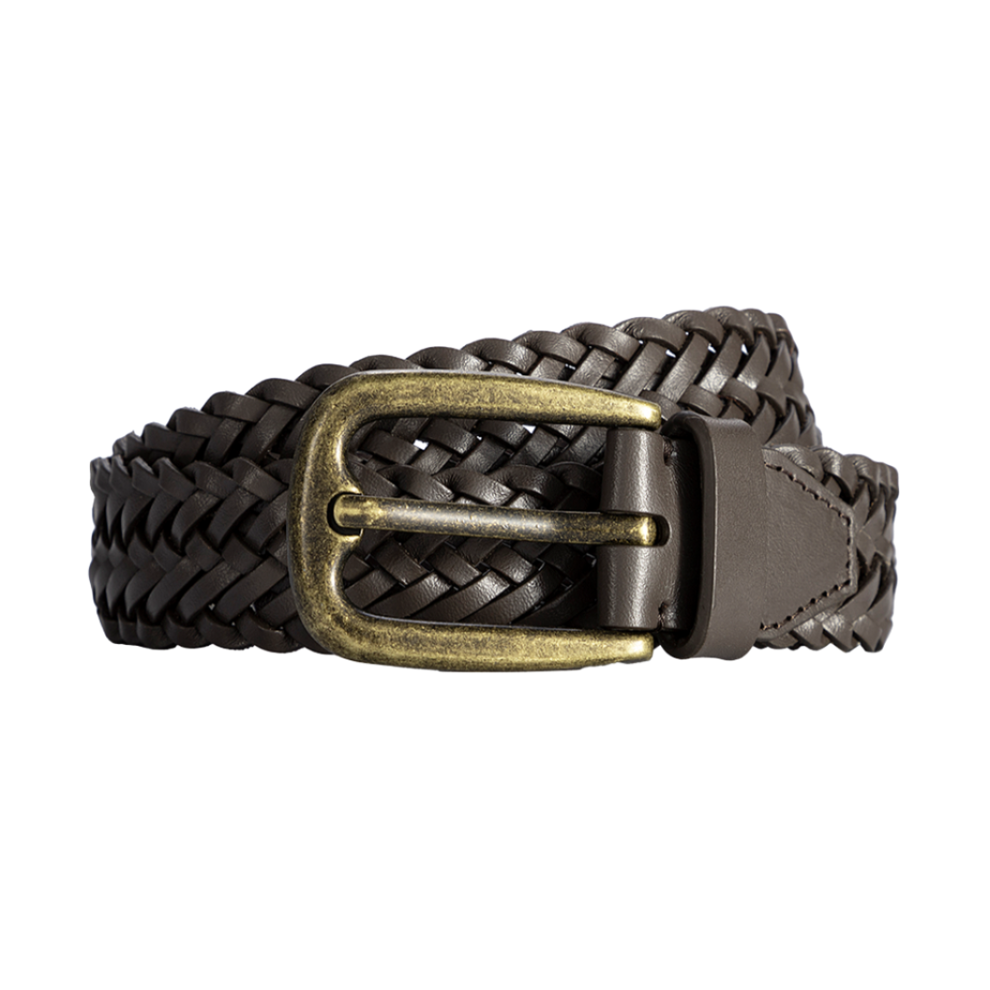 Leather Weave Belt - Dk Brown