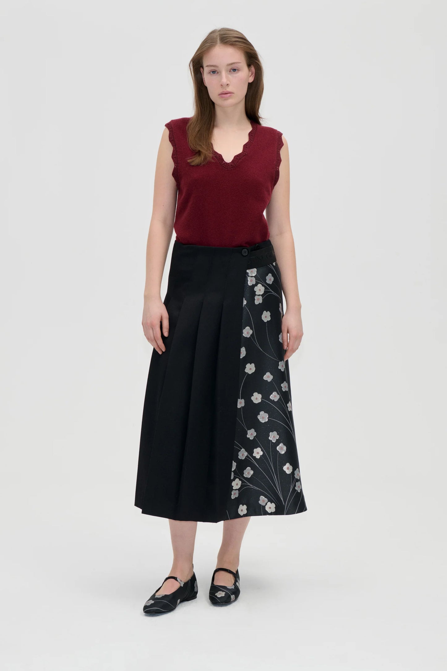 1499 Hybrid Pleated Midi Skirt