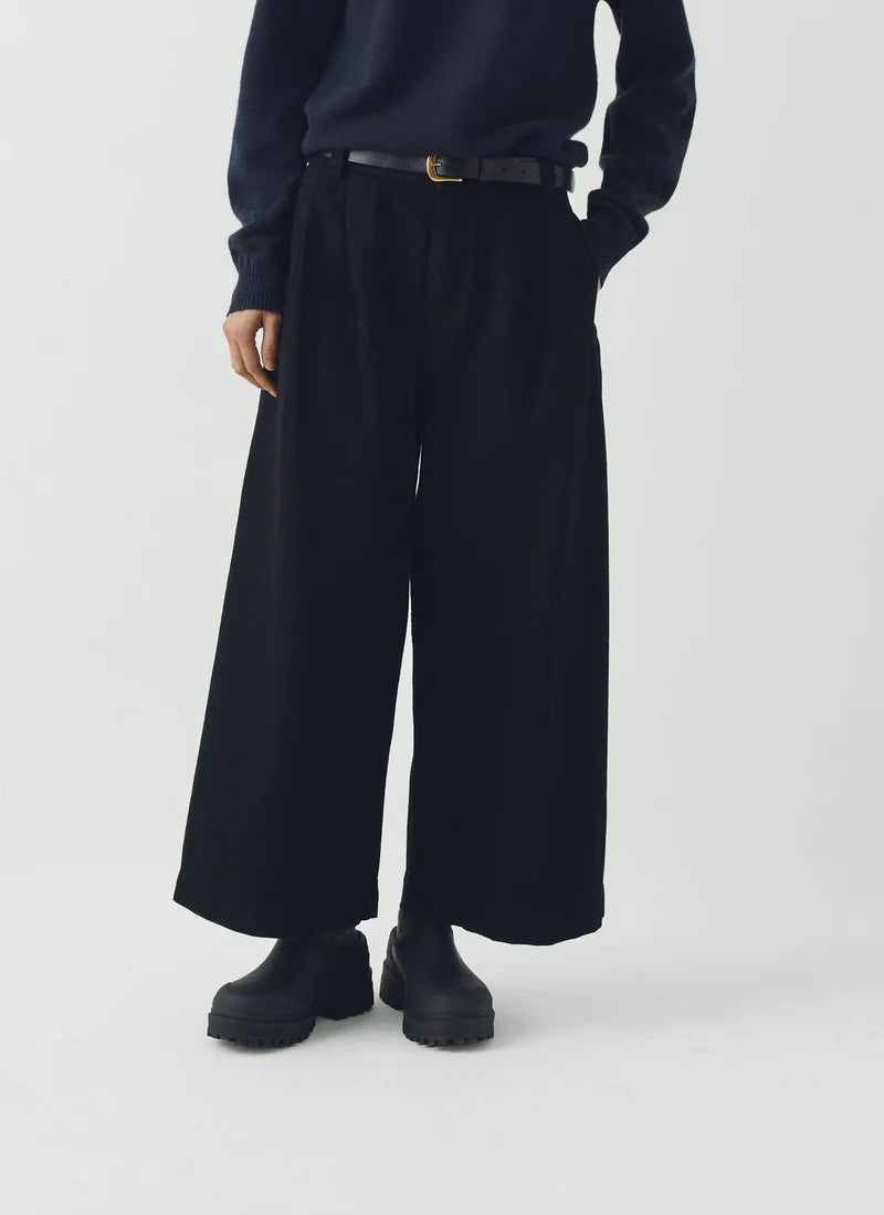 Denim Pleat Front Trousers