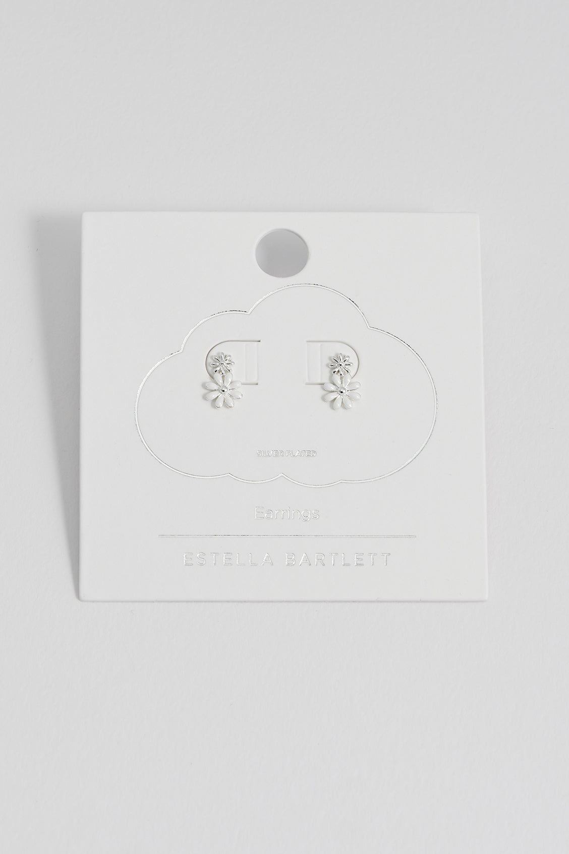 White Enamel Double Flower Studs