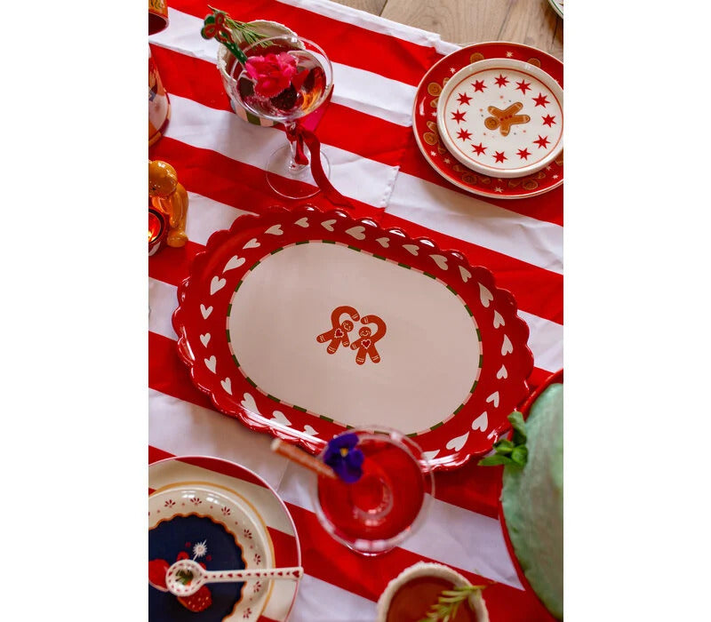 Large Oval Plate Heart and Gingerbread Man