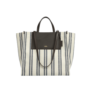 Large Spread Tote Dk Brown X Canvas Stripes