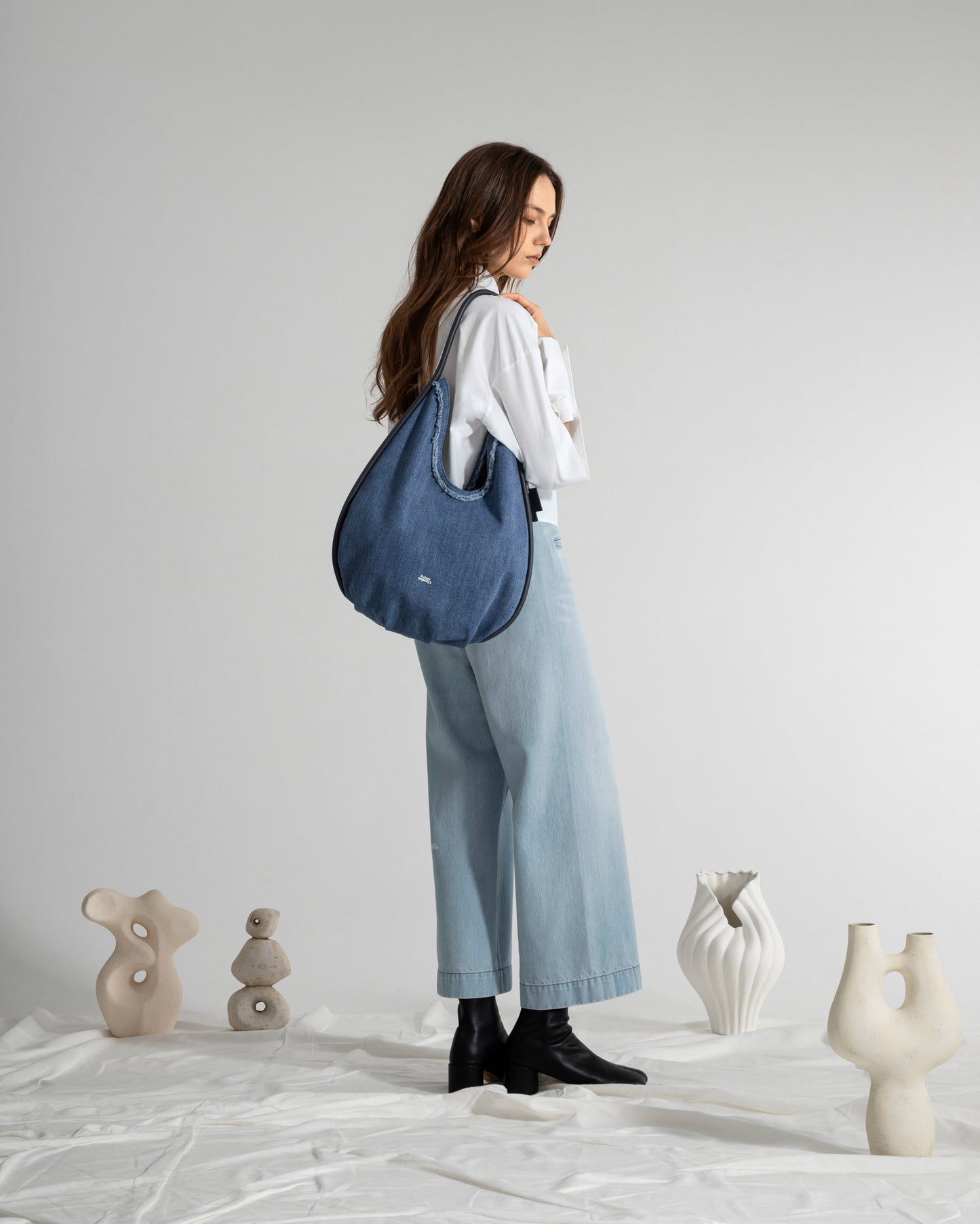 Large Teardrop Denim Hobo