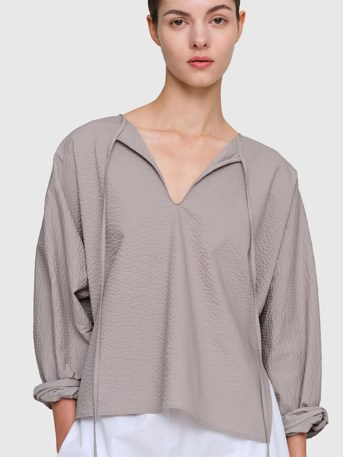 Sand Buick Seersucker Top