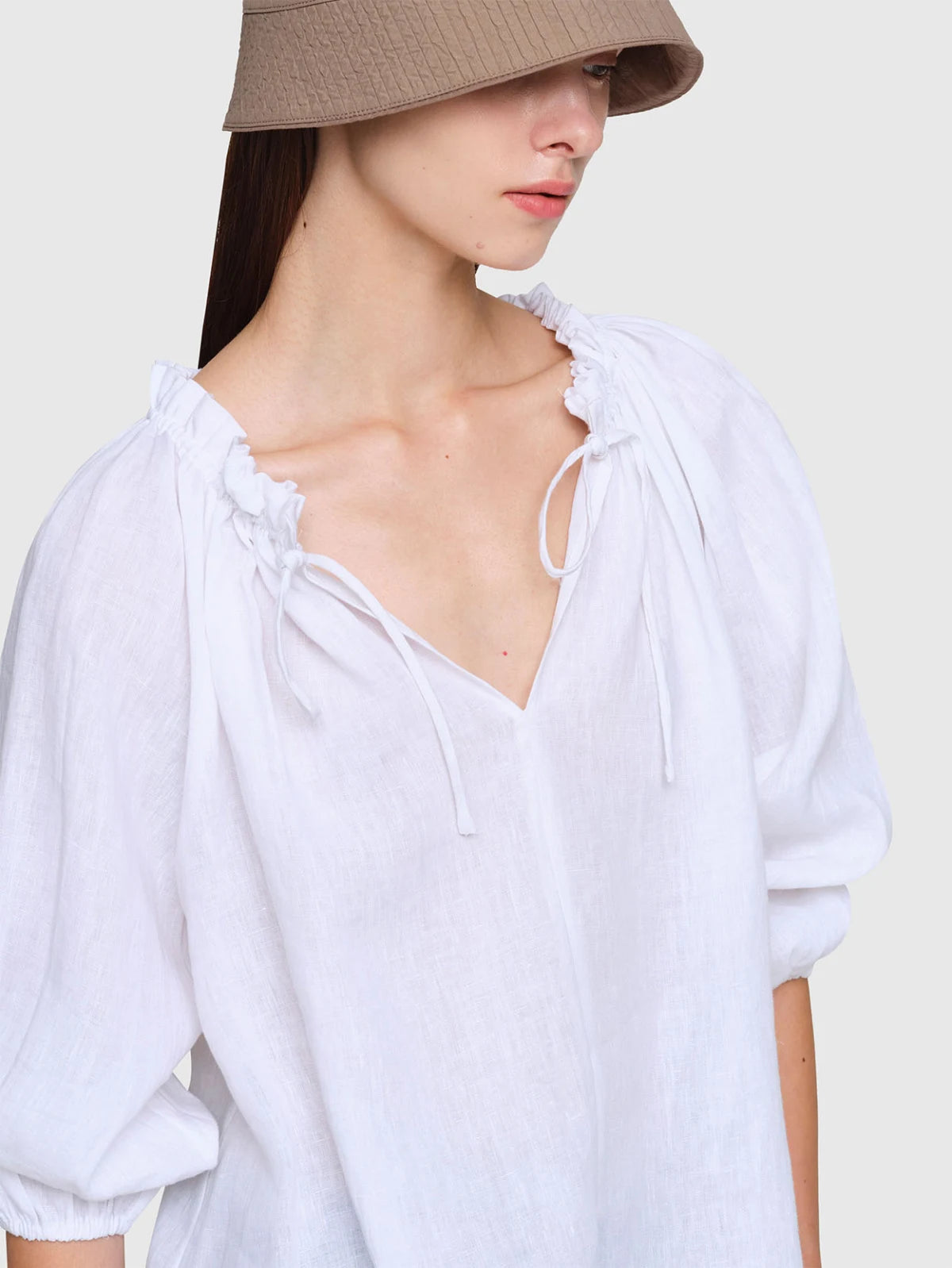 White Belmore Linen Top