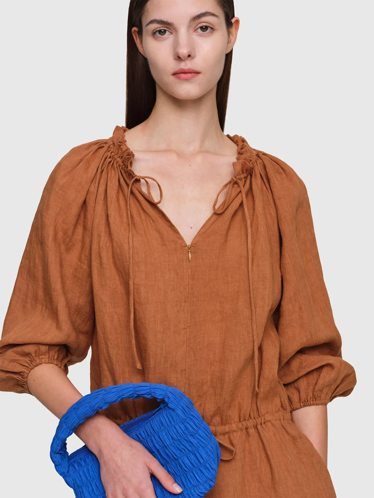 Tobacco Mitri Linen Jumpsuit