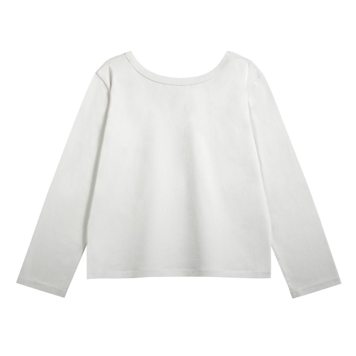 Scoop Neck Long Sleeve T-shirt Bright White