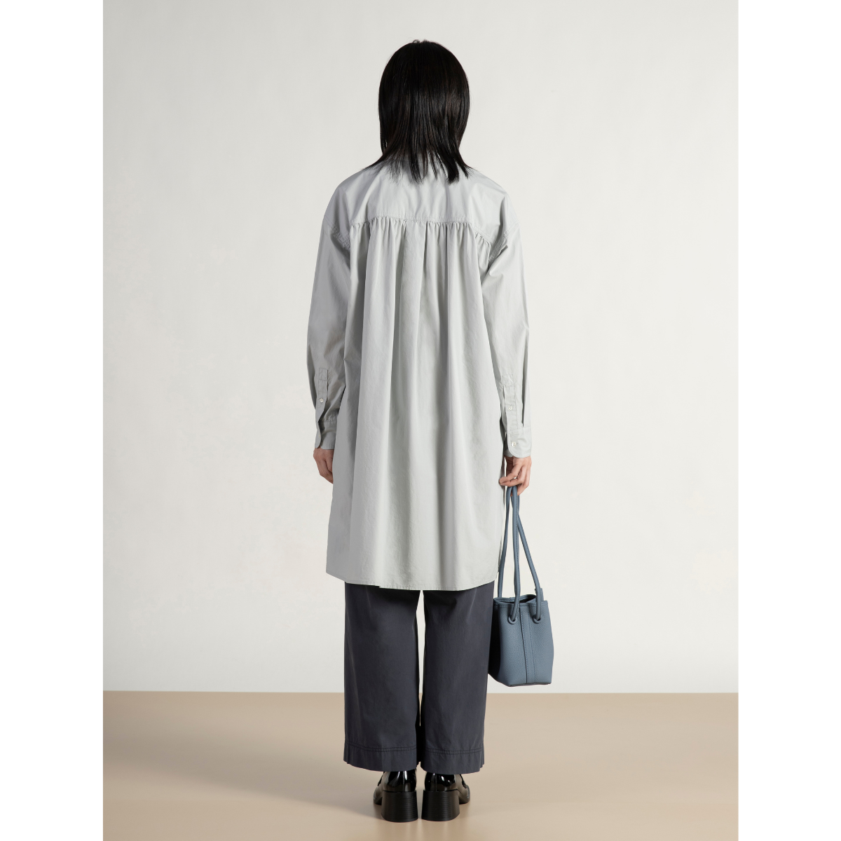 Knee Length Shirt Dress Light Grey