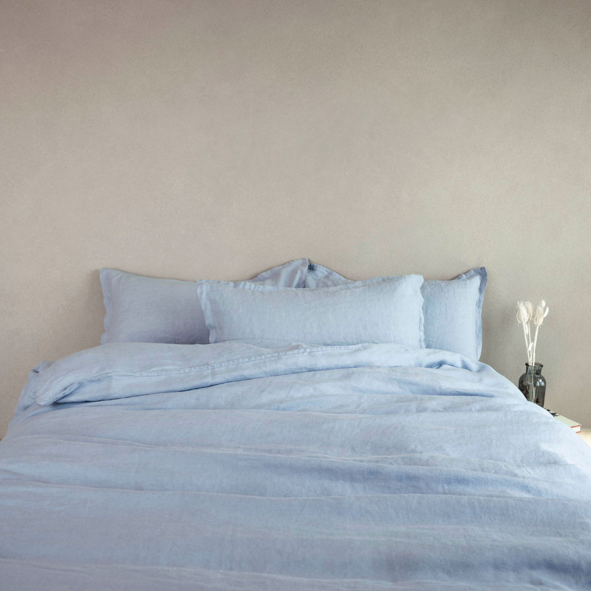 Linen Oxford Pillowcase Set of 2 Blue Fog