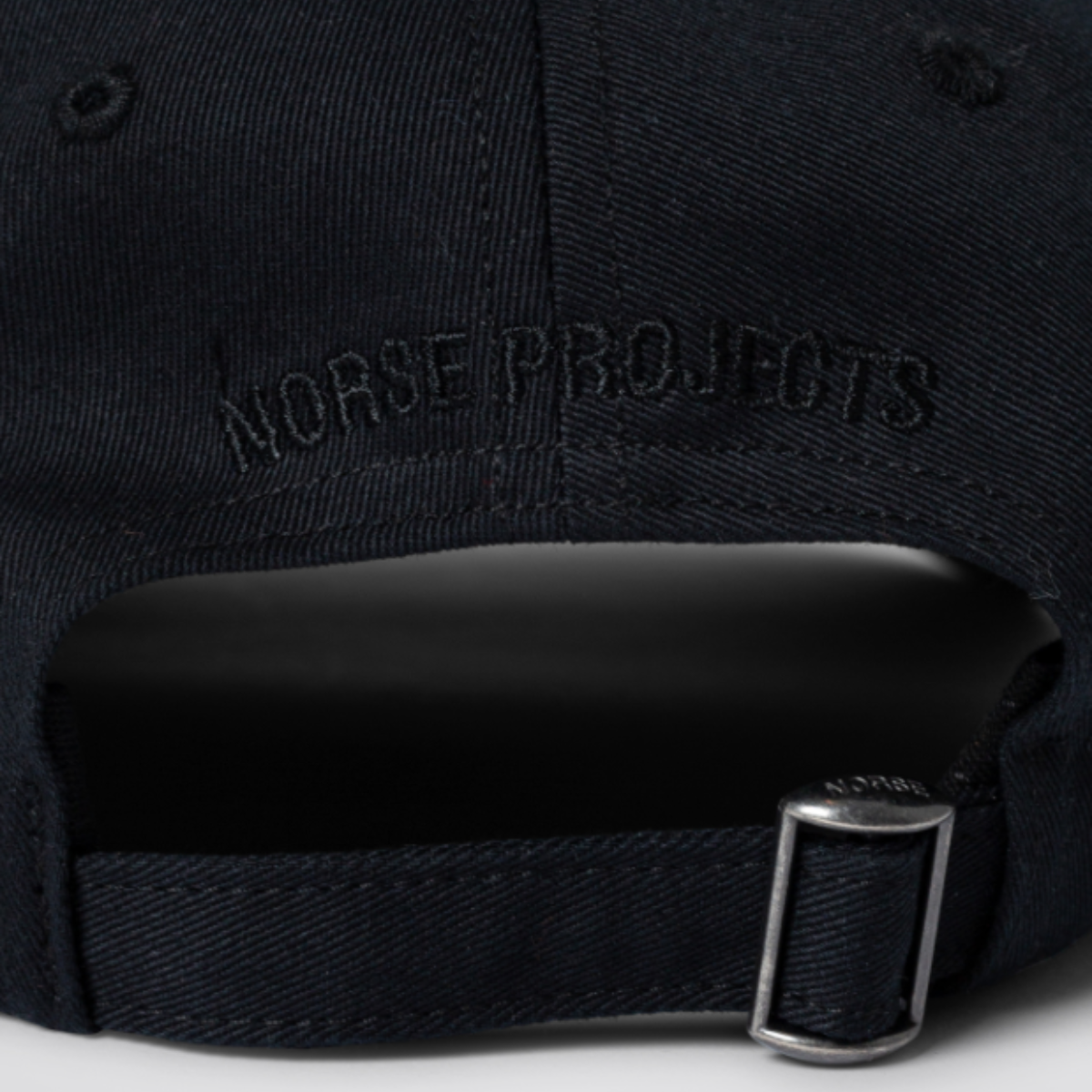 Black Chainstitch Logo Twill Cap