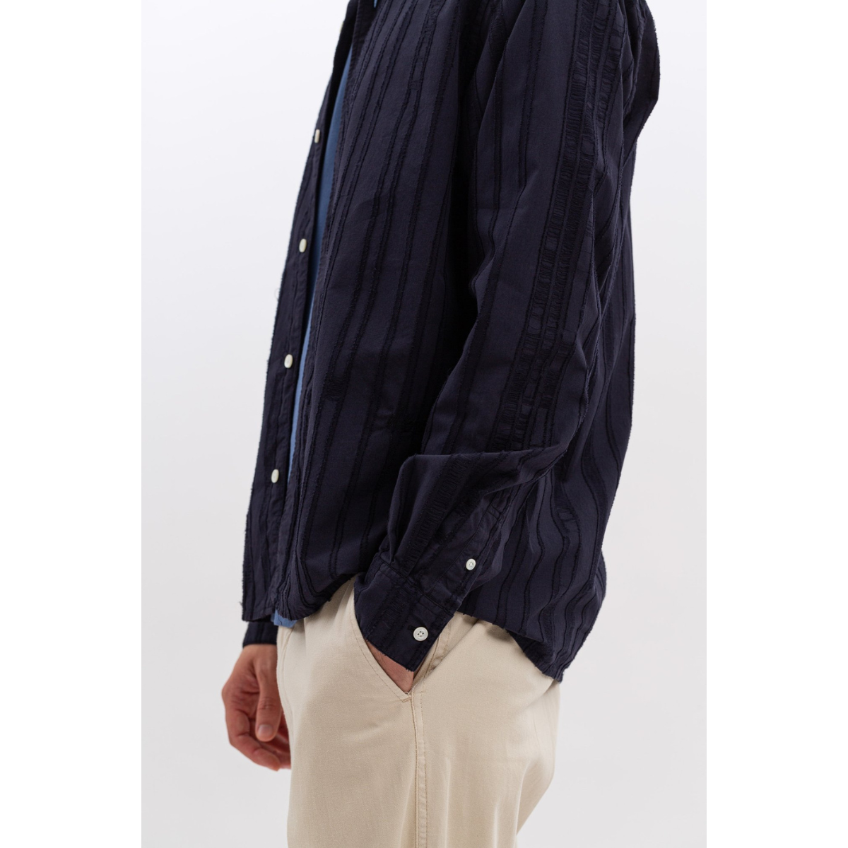 Dark Navy Carsten Stripe Long Sleeve Shirt