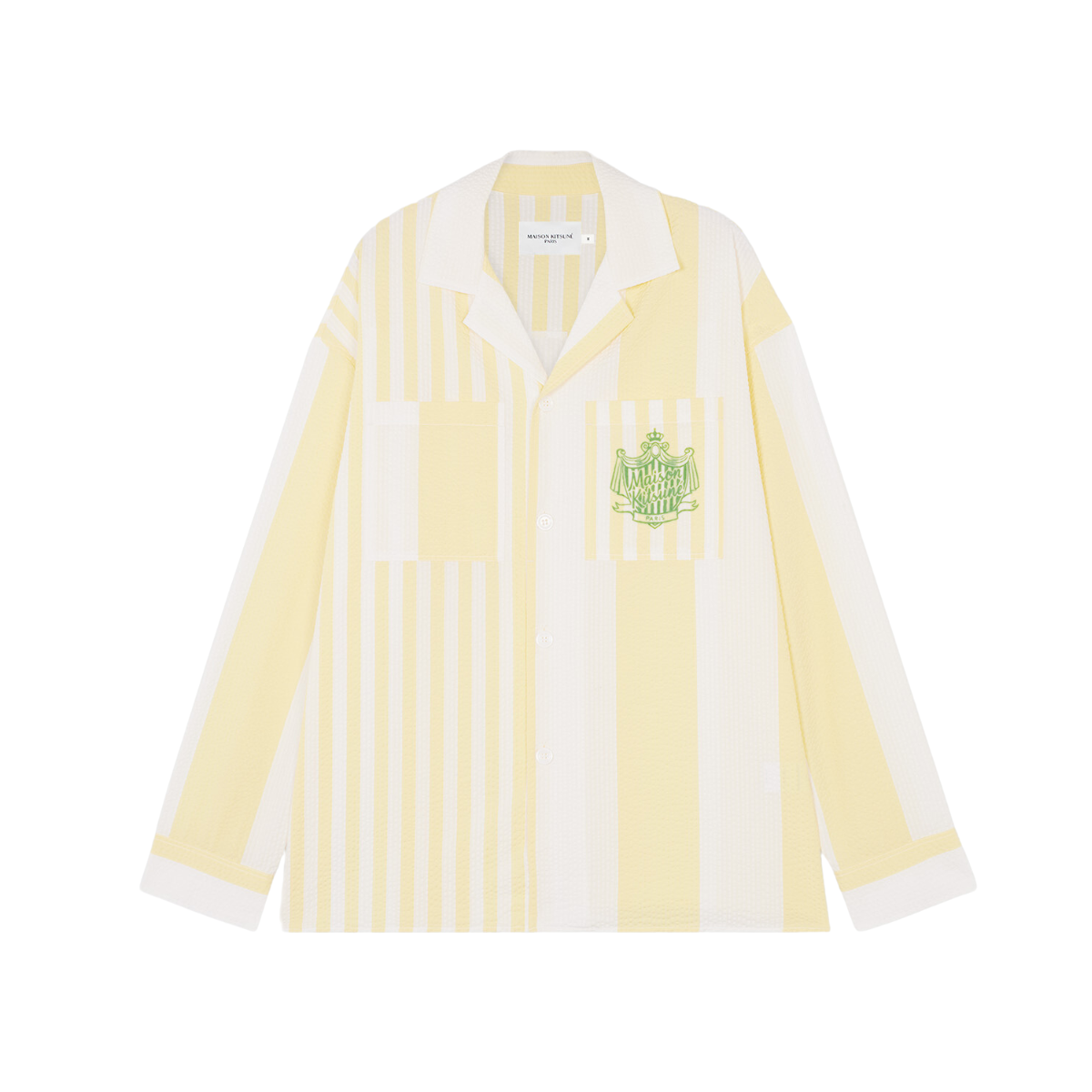 Maison Kitsune | overshirts for men - Poolside Stripes | lemon | kapok