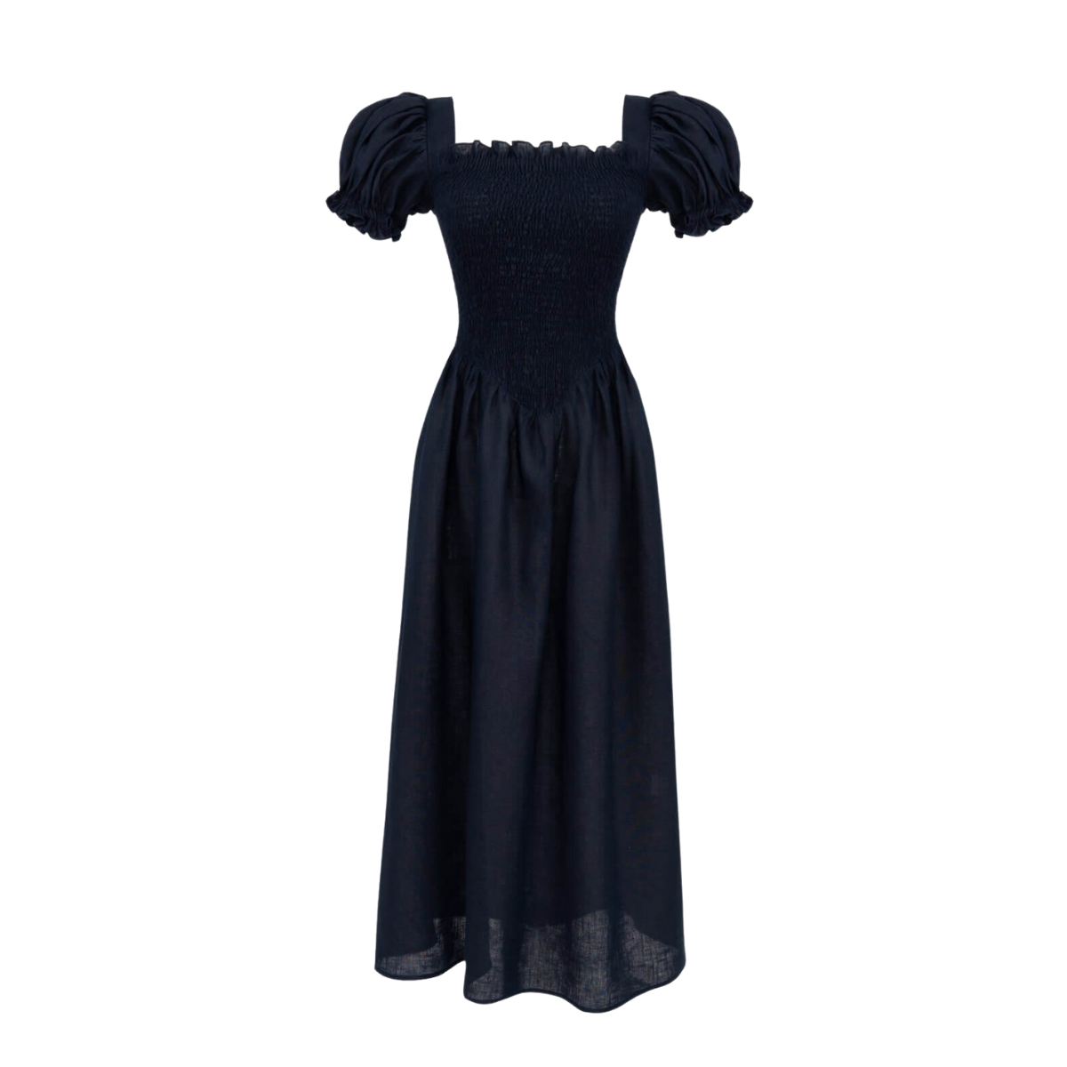 Sleeper Belle Shirred Linen Dress - S