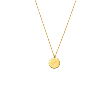 Hammered Disc Pendant Necklace Gold Plated