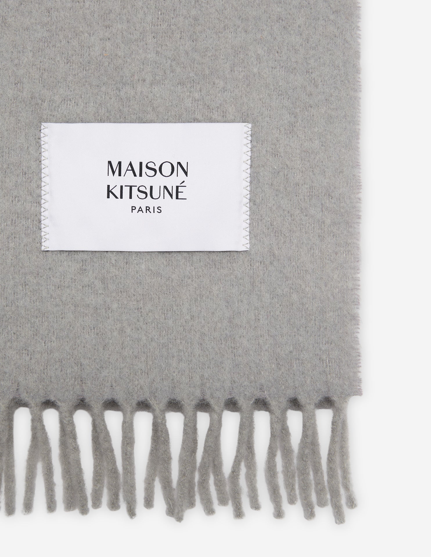 Maison Kitsuné | scarves for men - Plain Fringed Scarf | Light Grey