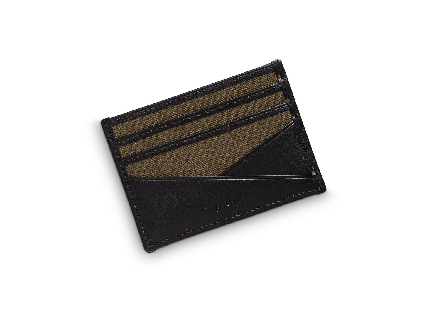Leather Cardholder Khaki Black